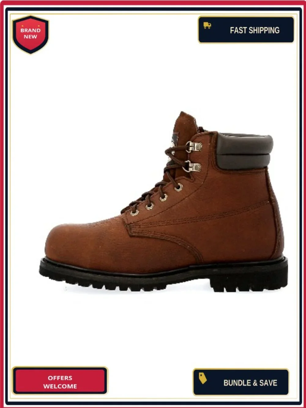 Men's Steel Toe Waterproof Work Boots, Leather, 6
